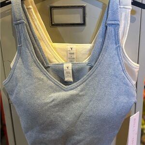 Yogalicious Ribbed Bra Set - Blue and Cream